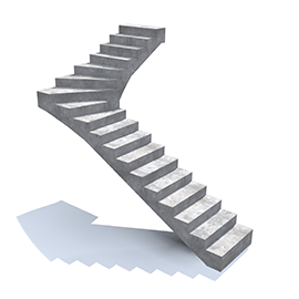 Г-образная бетонная лестница с забежными ступенями